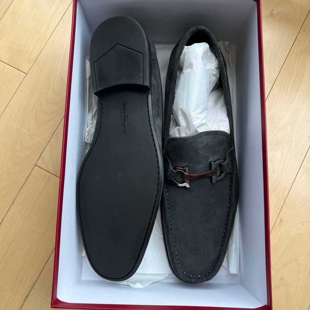 Salvatore Ferragamo Black Loafers with Horsebit Detail